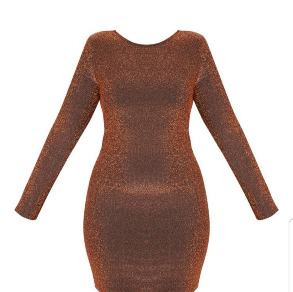 Bronze Glitter Scoop Back Bodycon Mini Dress